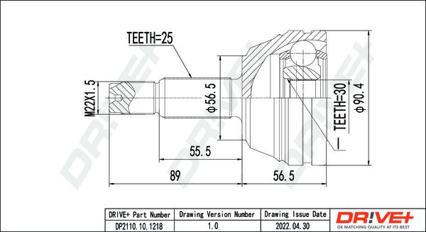 Dr!ve+ DP2110.10.1218 - Šarnīru komplekts, Piedziņas vārpsta ps1.lv
