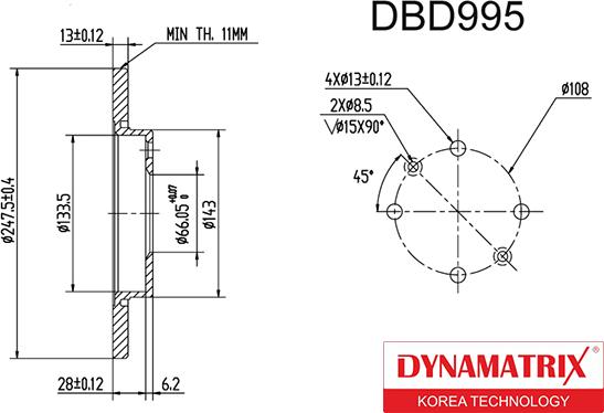 Dynamatrix DBD995 - Bremžu diski ps1.lv