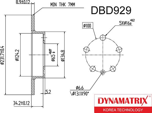 Dynamatrix DBD929 - Bremžu diski ps1.lv