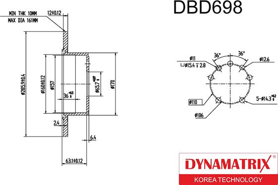 Dynamatrix DBD698 - Bremžu diski ps1.lv