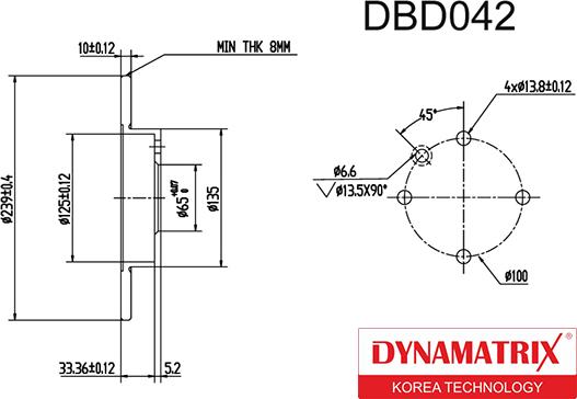 Dynamatrix DBD042 - Bremžu diski ps1.lv