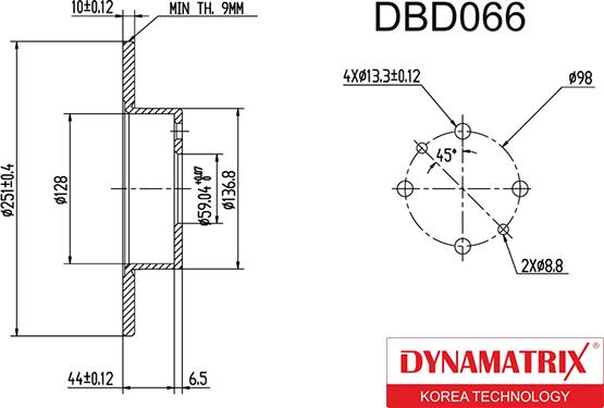 Dynamatrix DBD066 - Bremžu diski ps1.lv