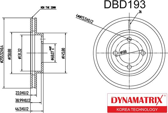 Dynamatrix DBD193 - Bremžu diski ps1.lv