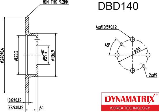 Dynamatrix DBD140 - Bremžu diski ps1.lv