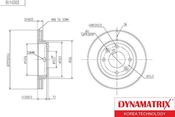 Dynamatrix DBD1418 - Bremžu diski ps1.lv