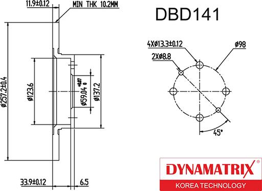 Dynamatrix DBD141 - Bremžu diski ps1.lv