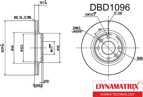 Dynamatrix DBD1096 - Bremžu diski ps1.lv