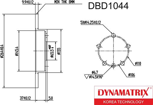 Dynamatrix DBD1044 - Bremžu diski ps1.lv