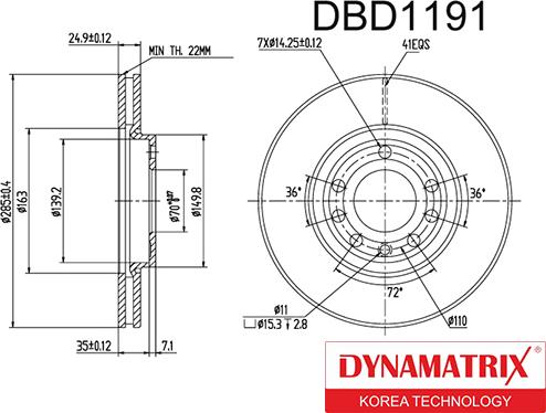 Dynamatrix DBD1191 - Bremžu diski ps1.lv