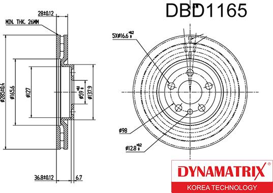 Dynamatrix DBD1165 - Bremžu diski ps1.lv