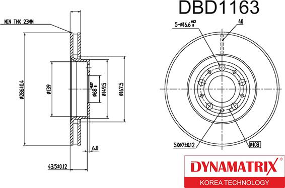 Dynamatrix DBD1163 - Bremžu diski ps1.lv