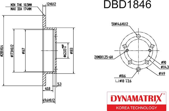 Dynamatrix DBD1846 - Bremžu diski ps1.lv