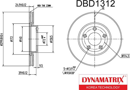 Dynamatrix DBD1312 - Bremžu diski ps1.lv