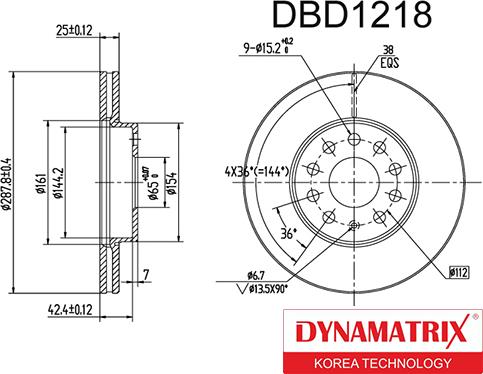 Dynamatrix DBD1218 - Bremžu diski ps1.lv