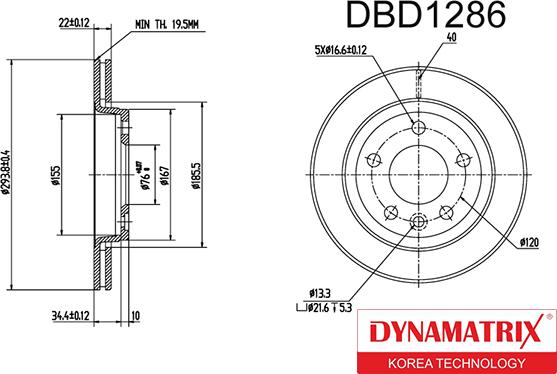 Dynamatrix DBD1286 - Bremžu diski ps1.lv