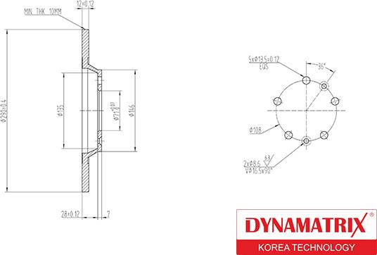 Dynamatrix DBD1275 - Bremžu diski ps1.lv