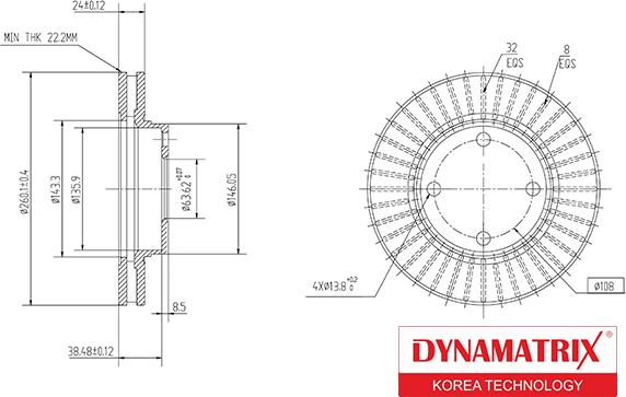 Dynamatrix DBD364F - Bremžu diski ps1.lv