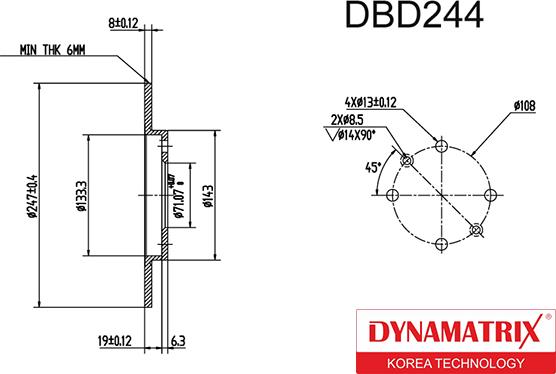 Dynamatrix DBD244 - Bremžu diski ps1.lv