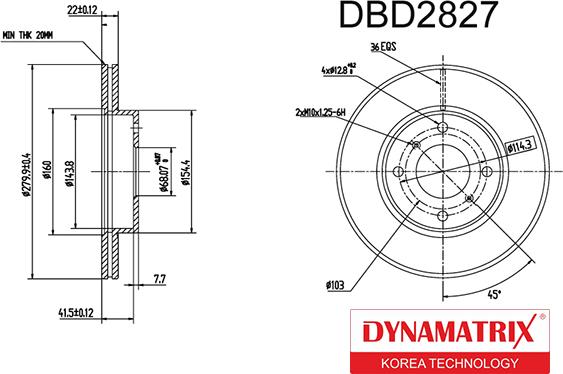 Dynamatrix DBD2827 - Bremžu diski ps1.lv