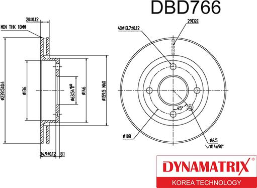 Dynamatrix DBD766 - Bremžu diski ps1.lv