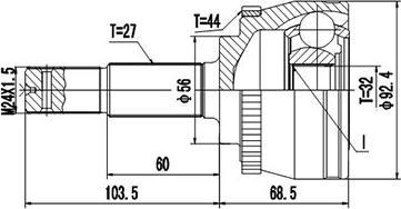 Dynamatrix DCV841028 - Šarnīru komplekts, Piedziņas vārpsta ps1.lv