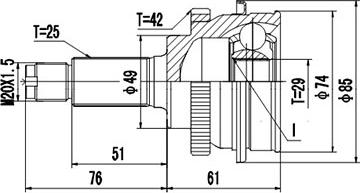 Dynamatrix DCV857041 - Šarnīru komplekts, Piedziņas vārpsta ps1.lv