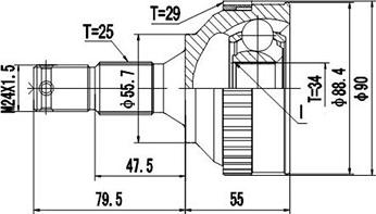 Dynamatrix DCV845001 - Šarnīru komplekts, Piedziņas vārpsta ps1.lv