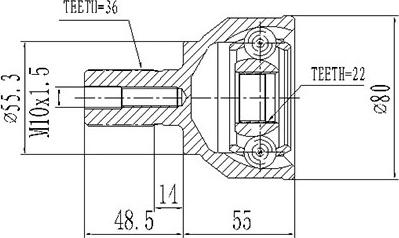 Dynamatrix DCV834015 - Šarnīru komplekts, Piedziņas vārpsta ps1.lv