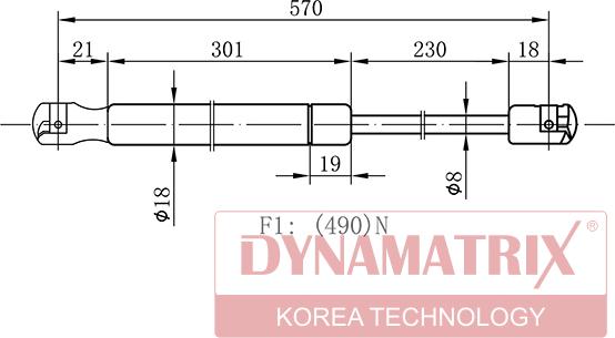 Dynamatrix DGS9668DO - Gāzes atspere, Bagāžas / Kravas nodalījuma vāks ps1.lv