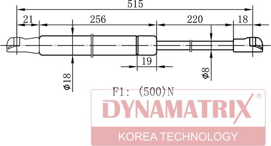 Dynamatrix DGS6907AQ - Gāzes atspere, Bagāžas / Kravas nodalījuma vāks ps1.lv