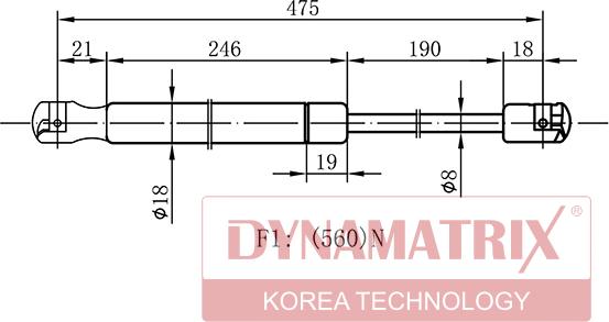 Dynamatrix DGS0028DR - Gāzes atspere, Bagāžas / Kravas nodalījuma vāks ps1.lv