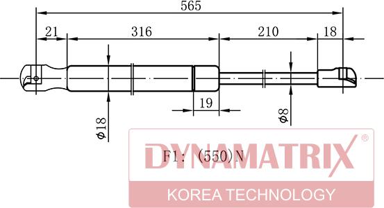 Dynamatrix DGS014232 - Gāzes atspere, Bagāžas / Kravas nodalījuma vāks ps1.lv