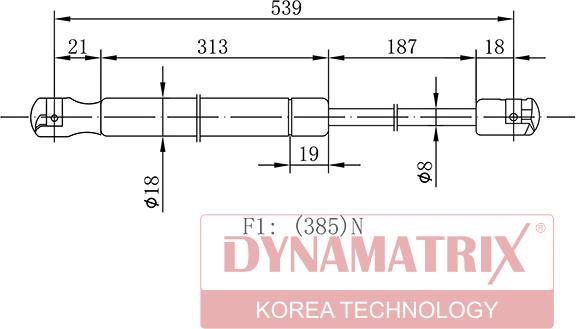 Dynamatrix DGS016797 - Gāzes atspere, Bagāžas / Kravas nodalījuma vāks ps1.lv