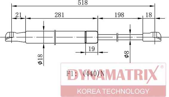 Dynamatrix DGS016723 - Gāzes atspere, Bagāžas / Kravas nodalījuma vāks ps1.lv