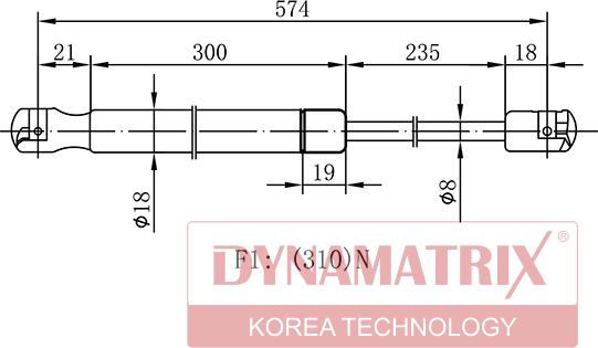 Dynamatrix DGS012553 - Gāzes atspere, Bagāžas / Kravas nodalījuma vāks ps1.lv