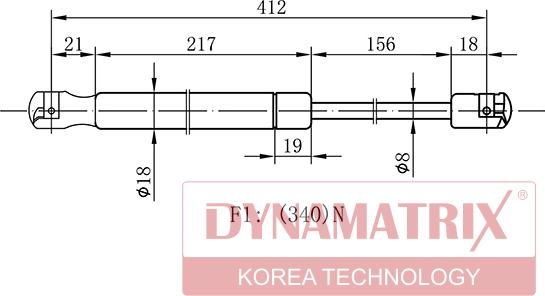 Dynamatrix DGS0818MM - Gāzes atspere, Bagāžas / Kravas nodalījuma vāks ps1.lv