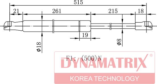 Dynamatrix DGS0825MV - Gāzes atspere, Bagāžas / Kravas nodalījuma vāks ps1.lv