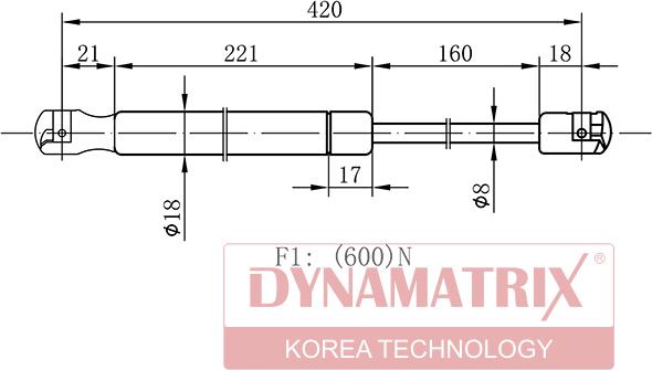 Dynamatrix DGS033418 - Gāzes atspere, Bagāžas / Kravas nodalījuma vāks ps1.lv