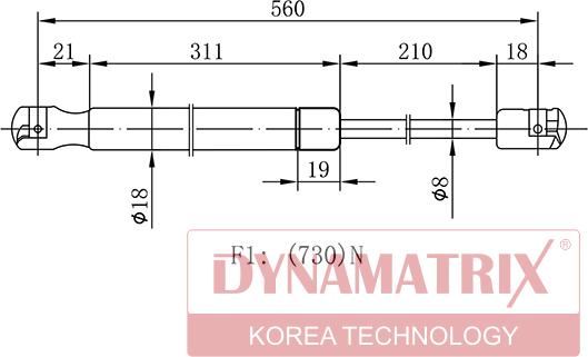 Dynamatrix DGS023247 - Gāzes atspere, Bagāžas / Kravas nodalījuma vāks ps1.lv