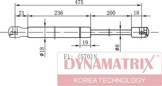 Dynamatrix DGS0756VX - Gāzes atspere, Bagāžas / Kravas nodalījuma vāks ps1.lv