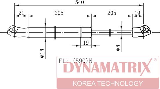 Dynamatrix DGS1308PG - Gāzes atspere, Bagāžas / Kravas nodalījuma vāks ps1.lv