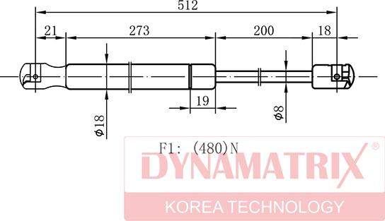 Dynamatrix DGS128579 - Gāzes atspere, Bagāžas / Kravas nodalījuma vāks ps1.lv