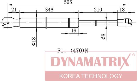 Dynamatrix DGS128344 - Gāzes atspere, Bagāžas / Kravas nodalījuma vāks ps1.lv