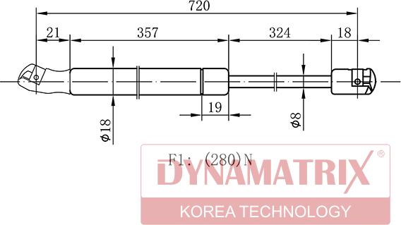 Dynamatrix DGS8945NP - Gāzes atspere, Motora pārsegs ps1.lv