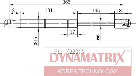 Dynamatrix DGS8139HA - Gāzes atspere, Bagāžas / Kravas nodalījuma vāks ps1.lv