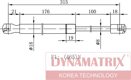 Dynamatrix DGS7587GS - Gāzes atspere, Bagāžas / Kravas nodalījuma vāks ps1.lv