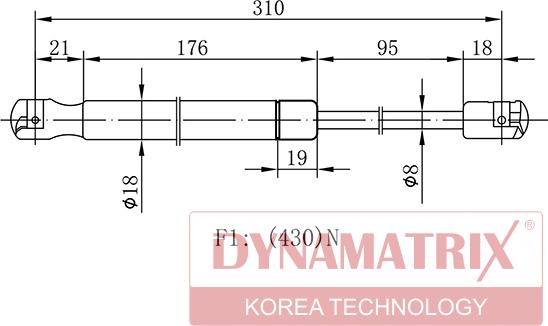 Dynamatrix DGS7856RD - Gāzes atspere, Bagāžas / Kravas nodalījuma vāks ps1.lv