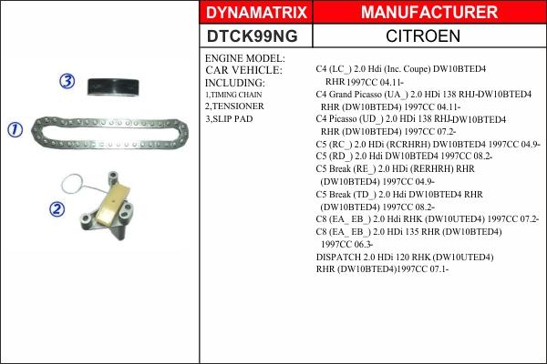 Dynamatrix DTCK99NG - Sadales vārpstas piedziņas ķēdes komplekts ps1.lv