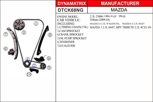 Dynamatrix DTCK68NG - Sadales vārpstas piedziņas ķēdes komplekts ps1.lv