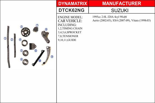 Dynamatrix DTCK62NG - Sadales vārpstas piedziņas ķēdes komplekts ps1.lv